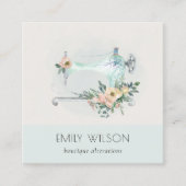 アクアエレガントグレイ裁縫機械フローラテーラー スクエア名刺 (正面)