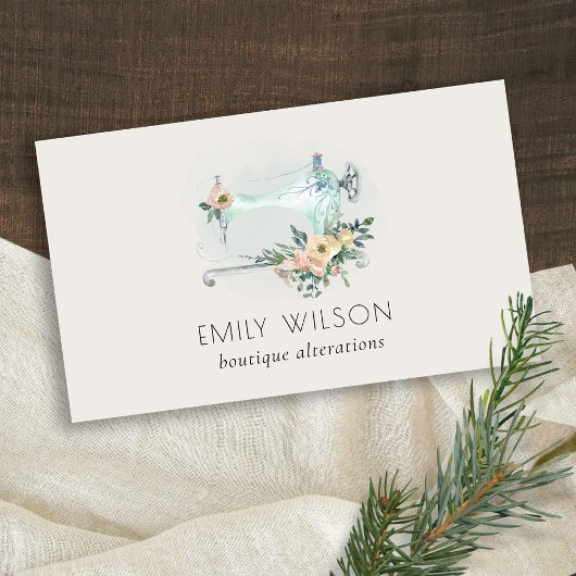 アクアエレガントグレイ裁縫機械フローラテーラー 名刺