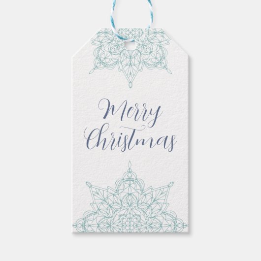 アクアエレガントスノーフレークをモチーフにした「メリークリスマス」 ギフトタグ (正面)