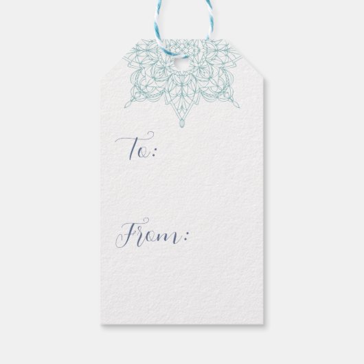 アクアエレガントスノーフレークをモチーフにした「メリークリスマス」 ギフトタグ (裏面)