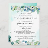 アクアエレガントスペインのターコイズキンセアニラフローラ 招待状 (正面/裏面)