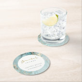 アクアエレガントダスキーブルー金ゴールドアゲートブライダルシャワー ラウンドペーパーコースター (インサイチュ)