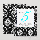アクアエレガントダマスコウェディングテーブル番号カード ポストカード (正面/裏面)