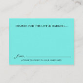 アクアエレガントティファニーおむつラッフルベビーシャワー エンクロージャーカード (裏面)