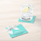 アクアエレガントティファニー真珠ファンシーの赤ちゃんシャワー スクエアペーパーコースター (インサイチュ)