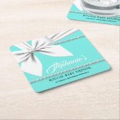 アクアエレガントティファニー真珠ファンシーの赤ちゃんシャワー スクエアペーパーコースター (アングル)