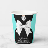 アクアエレガントティール（緑がかった色）グファンシーラムティファニーベビーシャワー 紙コップ (裏面)