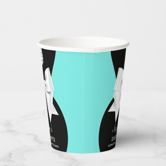 アクアエレガントティール（緑がかった色）グファンシーラムティファニーベビーシャワー 紙コップ (右)