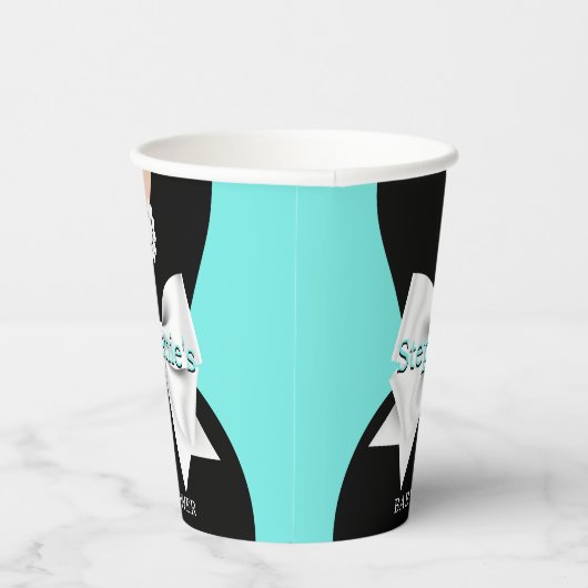 アクアエレガントティール（緑がかった色）グラムティファニーベビーシャワー 紙コップ (右)