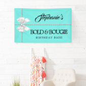 アクアエレガントティール（緑がかった色）ティファニーテーマバースデーパーティー 横断幕 (インサイチュ)