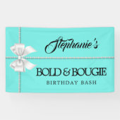 アクアエレガントティール(緑がかった色)ティファニーテーマバースデーパーティー 横断幕 (横)