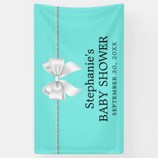 アクアエレガントティール（緑がかった色）ティファニーテーマベビーシャワー 横断幕 (縦)