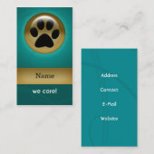 アクアエレガントティール（緑がかった色）ポープリントペットケア名刺 名刺 (正面/裏面)