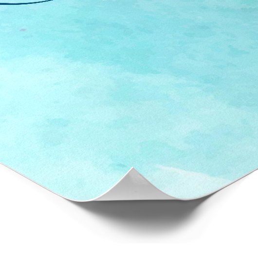 アクアエレガントビーチ結婚式リハーサルディナーサイン ポスター (角)