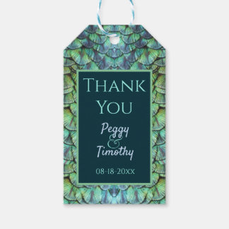 アクアエレガントピーコックフェザー結婚式の引き出物ギフトT ギフトタグ