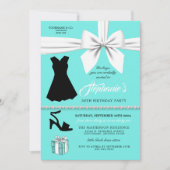 アクアエレガントファッションティファニー誕生日招待状 招待状 (正面)