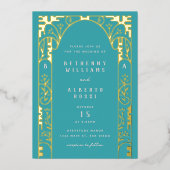 アクアエレガントフォイルアールヌーボーアーチフォイル招待状 箔招待状 (正面)