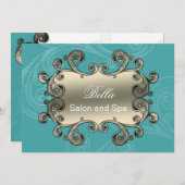 アクアエレガントフラリッシュビジネスサンキューカード サンキューカード (正面/裏面)