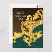 アクアエレガントフラワービジネスサンキューカード ポストカード (正面/裏面)