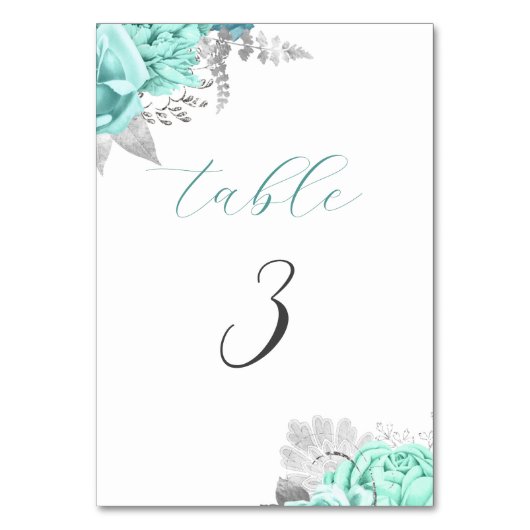 アクアエレガントフローラシルバー結婚ズ テーブルナンバー (裏面)