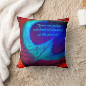 アクアエレガントブルーとボヘミアンピーコックフェザー クッション (ブランケット)