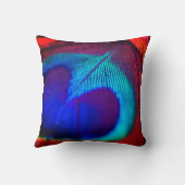 アクアエレガントブルーとボヘミアンピーコックフェザー クッション (裏面)