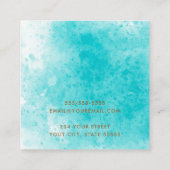 アクアエレガントブルーの水彩色のイヤーカード スクエア名刺 (裏面)