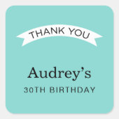 アクアエレガントブルーカスタム30th Birthday スクエアシール (正面)