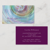 アクアエレガントブルーグリーンパープルシェルヨガ先生 名刺 (正面/裏面)