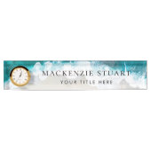 アクアエレガントブルーグリーンビーチスクリプト デスクネームプレート (正面)