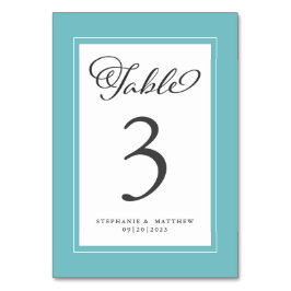アクアエレガントブルーグリーン&ホワイトウェディングレセプション テーブルナンバー