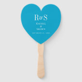 アクアエレガントブルーシックモダンモノグラム結婚ズ ハンドファン (正面)