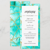 アクアエレガントブルージオメトリック金ゴールドメニュー メニュー (正面/裏面)