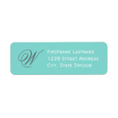 アクアエレガントブルースクリプトモノグラム差出人住所 ラベル (正面)