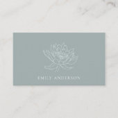 アクアエレガントブルーティール(緑がかった色)フェイク金ゴールド蓮フローラ 名刺 (正面)