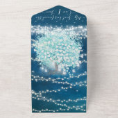 アクアエレガントブルーハートリーフツ結婚リー オールインワン招待状 (外側)