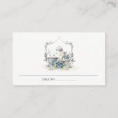 アクアエレガントブルーフローラティーポットカップクレスト結婚ーズ プレイスカード (裏面)