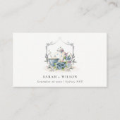 アクアエレガントブルーフローラティーポットカップクレスト結婚ーズ プレイスカード (正面)