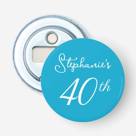 アクアエレガントブルーモノグラム40th誕生日パーティー 栓抜き (正面)