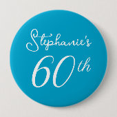 アクアエレガントブルーモノグラム60th誕生日パーティー 缶バッジ (正面)