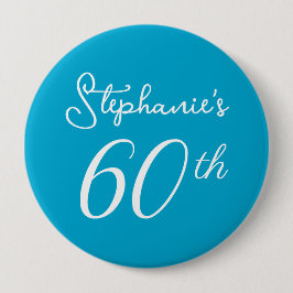 アクアエレガントブルーモノグラム60th誕生日パーティー 缶バッジ