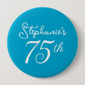 アクアエレガントブルーモノグラム75thバースデーパーティー 缶バッジ (正面)