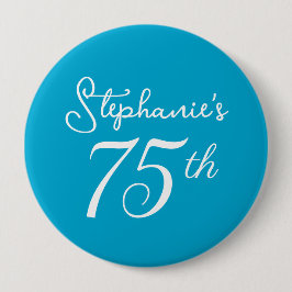 アクアエレガントブルーモノグラム75thバースデーパーティー 缶バッジ