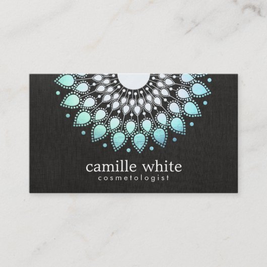 アクアエレガントブルーロータスフローワーナチュラル美しい 名刺 (正面)