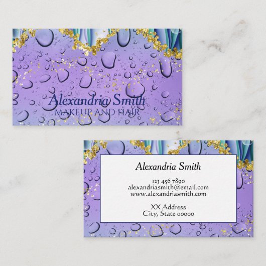 アクアエレガントブルー勾配グラデーション名前をカスタムする 名刺 (正面/裏面)