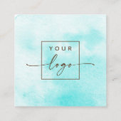 アクアエレガントブルー水カラーカスタムロゴ スクエア名刺 (裏面)