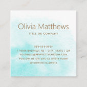 アクアエレガントブルー水カラーカスタムロゴ スクエア名刺 (正面)