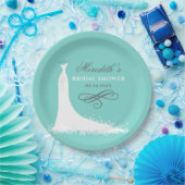 アクアエレガントブルー結婚ズガウンブライダルシャワー ペーパープレート (パーティー)