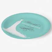 アクアエレガントブルー結婚ズガウンブライダルシャワー ペーパープレート (アングル)