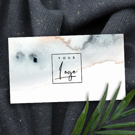 アクアエレガントブルー金ゴールドウォーターカラービーチハイロゴ 名刺